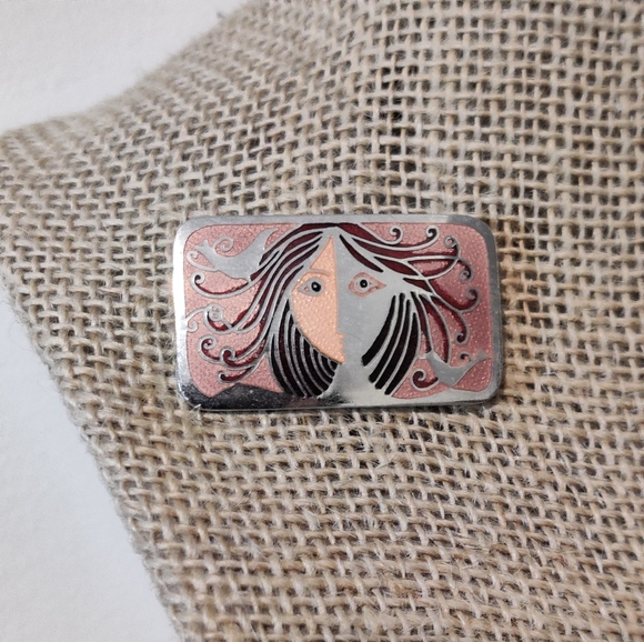 Vintage Art Nouveau Revival De Passille Sylvestre Enamel Brooch - Picture 3 of 11